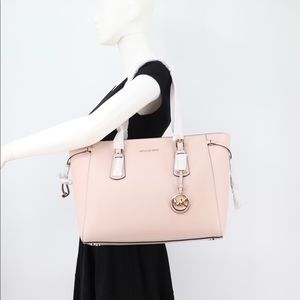 Michael Kors Voyager Saffiano Leather Tote Shoulder Bag NWT Authentic Soft Pink